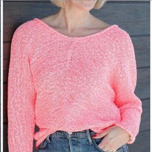 Free People Pink Oversized Sweater- size M. New.